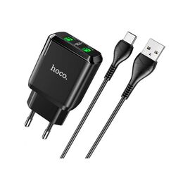 Зарядний пристрій HOCO N6 Charmer dual port QC3.0 charger set(Type-C) Black (6931474738998)