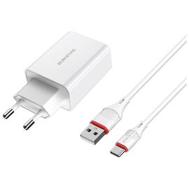 Зарядное устройство BOROFONE BA21A Long journey single port QC3.0 charger set (Type-C) White (BA21ACW)