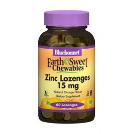 Минералы Bluebonnet Nutrition Цинк 15 мг, Вкус Апельсина, EarthSweet Chewables, 60 таблет (BLB-00745)
