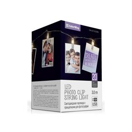Гирлянда ColorWay Светодиодная с прищепками для фото 20 LED/3M USB (CW-LCP-20L30BU)