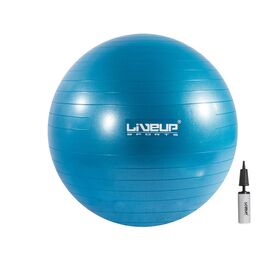 М'яч для фітнесу LiveUp Anti-Burst Ball LS3222-55b + насос у комплекті блакитний 55см (6951376103656)