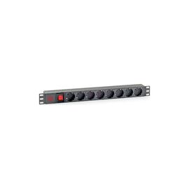 Силовой блок 19" 1U 8xSchuko, вимикач, С14 Kingda (KD-PDU-GM-1U-P8-C14)
