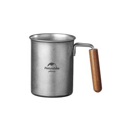 Чашка туристическая Naturehike NH21SJ001 з дерев'яною ручкою 350 мл нержавіюча сталь (6927595784594)