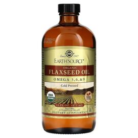 Вітамінно-мінеральний комплекс Solgar Лляна олія органічна, Earth Source, Organic Flaxseed Oil, 473 мл (SOL-01132)