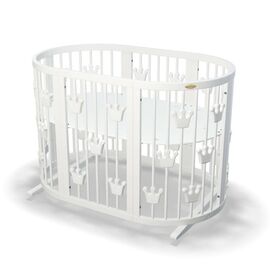 Кроватка Ingvart трансформер Smart Bed Round (72х72, 72х120, 72х168 см) белая с декором "Короны" (1319003)
