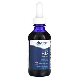 Витамин Trace Minerals Витамин B12 ионный в каплях, 1000 мкг, вкус винограда, Ionic B12 (TMR-00356)