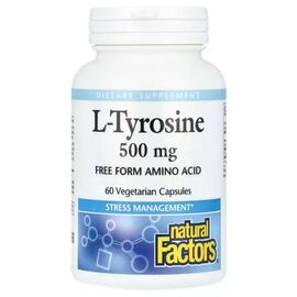 Витаминно-минеральный комплекс Natural Factors L-тирозин, 1000 мг, L-Tyrosine, 60 вегетарианских капсул (NFS-02803)