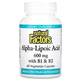 Витаминно-минеральный комплекс Natural Factors Альфа-липоевая кислота с витаминами B1 и B2, 600 мг, Alpha-Lipoic (NFS-02102)