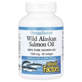 Жирные кислоты Natural Factors Жир дикого аляскинского лосося, 1000 мг, OmegaFactors, Wild Alaskan Sal (NFS-02256)