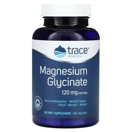 Минералы Trace Minerals Глицинат магния, 120 мг, Magnesium Glycinate, 90 капсул (TMR-00814)