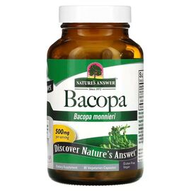 Травы Nature's Answer Бакопа, 500 мг, Bacopa, 90 вегетарианских капсул (NTA-16360)
