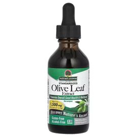 Травы Nature's Answer Экстракт листьев оливы без спирта, 1500 мг, Olive Leaf Extract, 60 (NTA-00653)