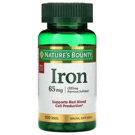 Мінерали Nature's Bounty Залізо, 65 мг, Iron, 100 таблеток (NRT-41383)