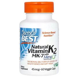 Вітамін Doctor's Best Вітамін K2, MK-7 з MenaQ7, 45 мкг, Vitamin K2 MK-7 with MenaQ7, 60 вегетаріан (DRB-00198)