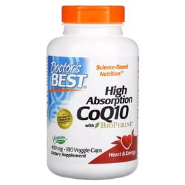 Антиоксидант Doctor's Best Коэнзим Q10 с высокой абсорбции и Биоперином, 400 мг, High Abso (DRB-00332)