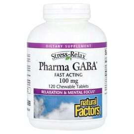 Аминокислота Natural Factors GABA (Гамма-Аминомасляная Кислота), 100 мг, Stress Relax, Pharma GABA, 1 (NFS-02838)