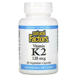 Витамин Natural Factors Витамин К2, 120 мкг, Vitamin K2, 60 вегетарианских капсул (NFS-01294)