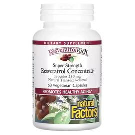 Антиоксидант Natural Factors Концентрат ресвератрола, ResveratrolRich, Resveratrol Concentrate, 60 вег (NFS-04527)