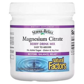 Минералы Natural Factors Магний цитрат в порошке, вкус ягод, Stress-Relax, Magnesium Citrate, 25 (NFS-03540)