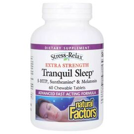 Аминокислота Natural Factors Спокойный сон, Stress-Relax, Tranquil Sleep, Extra Strength, 60 жевательных (NFS-02849)