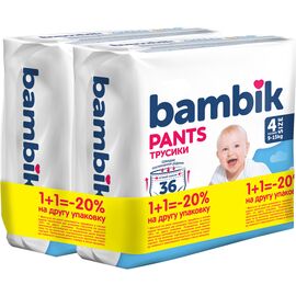 Подгузники Bambik Трусики 9-15 кг Размер 4 2 х 36 шт (4823071664010)