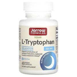 Аминокислота Jarrow Formulas L-триптофан, 500 мг, L-Tryptophan, 60 вегетарианских капсул (JRW-15056)