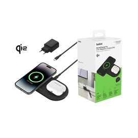 Зарядное устройство Belkin 2in1 15W Pad Qi2 black (WIZ021VFBK)