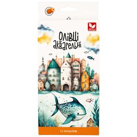 Карандаши цветные Школярик Акварельные Шестигранные с кисточкой 12 шт (136SH-12)