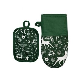 Кухонная прихватка Прованс набор перчатка и прихватка Зеленые олени (027388)