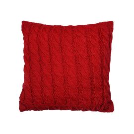 Подушка Прованс вязаная декоративная Косы красная 33х33 см (027419)
