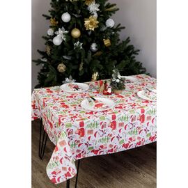 Скатертина Прованс святкова Санта на білому 180х140 см (035785)