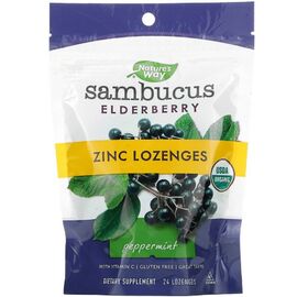 Травы Nature's Way Леденцы бузины с цинком, вкус мяты, Sambucus, Zinc Lozenges, (NWY-12088)