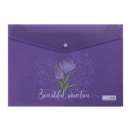 Папка - конверт Buromax на кнопке А4, матовый полупрозрачный пластик, ARABESKI, фиолетовый (BM.3968-07)