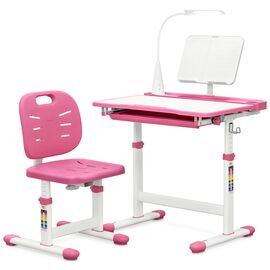 Парта зі стільцем Evo-kids (стіл+стілець+полиця+лампа) Pink (Evo-17 PN Ergo)