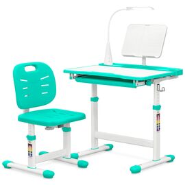 Парта со стулом Evo-kids (стол+стул+полка+лампа) Green (Evo-17 Z Ergo)