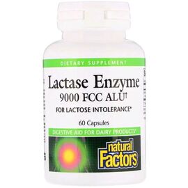 Вітамінно-мінеральний комплекс Natural Factors Ензим Лактази, Lactase Enzyme, 9000 FCC ALU, 60 Капсул (NFS-01740)