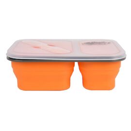 Набор туристической посуды Tramp 2 отсека силиконовый 900ml с ловилкой orange (TRC-090-orange)