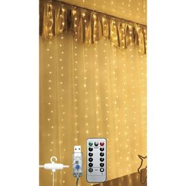 Гирлянда Chomik Штора 3 х 3 м 300 LED Теплый белый USB с пультом (5900779879997)