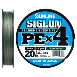 Шнур Sunline Siglon PE н4 300m 1.2/0.187mm 20lb/9.2kg Dark Green (1658.09.47)