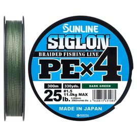 Шнур Sunline Siglon PE н4 300m 1.5/0.209mm 25lb/11.0kg Dark Green (1658.09.48)