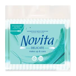 Ватные палочки Novita Delicate в полиэтиленовом пакете 200 шт. (4823071615913)