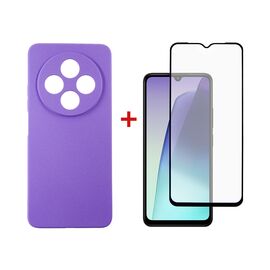 Чехол для мобильного телефона Dengos Xiaomi Redmi 14C Carbon + glass (Purple) (DG-KM-121)