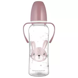 Пляшечка для годування Canpol babies CUTE ANIMALS стандартна з ручками 250 мл рожева (11/845_pin)