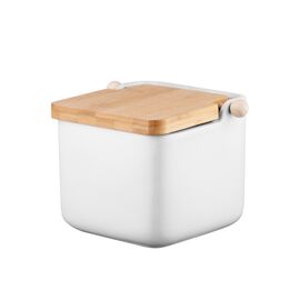 Цукорниця Ardesto Midori 12х12х11см, 840мл, кераміка, бамбук, біла (AR0907W)