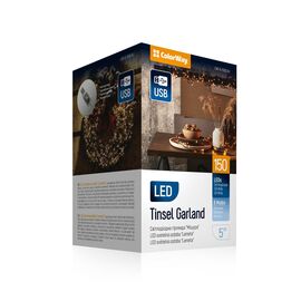 Гирлянда ColorWay Мишура LED 150 5 м 8 функций теплый цвет USB (CW-G-150L5U)