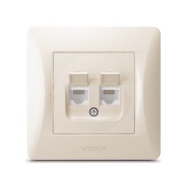 Компьютерная розетка Videx BINERA CAT6+CAT3 двойная кремовая (VF-BNSK2PC6TF3-CR)
