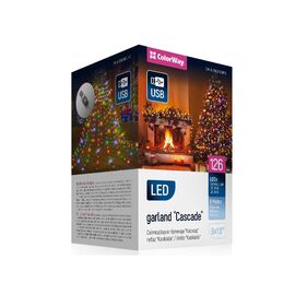 Гирлянда ColorWay Каскад LED 126 9 x 1.5 м 8 функций разноцветная USB (CW-G-126L91CUMC)