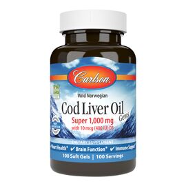 Жирные кислоты Carlson Жир из печени Норвежской Трески, 1000 мг, Cod Liver Oil, 10 (CAR-01301)