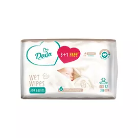Дитячі вологі серветки Dada Sensitive 3+1 без запаху (4 х 72 шт.) (4820174980849)