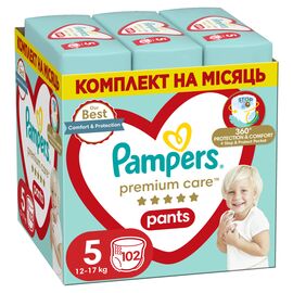 Подгузники Pampers Premium Care Pants Junior Трусики Размер 5 (12-17 кг) 102 шт. (8006540490976)